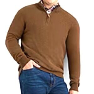 NWT St. John's Bay Quarter Zip Men's Mock Neck Long Sleeve Pullover Sweater